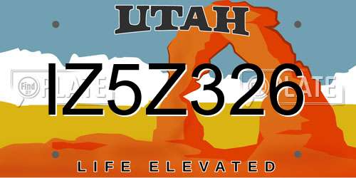IZ5Z326 Utah License Plate