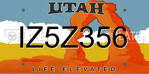 IZ5Z356 Utah License Plate