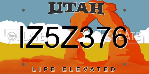 IZ5Z376 Utah License Plate
