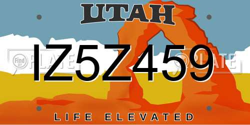 IZ5Z459 Utah License Plate