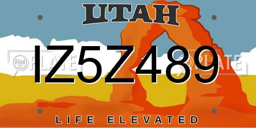 IZ5Z489 Utah License Plate