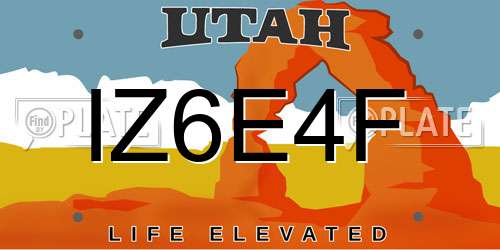 IZ6E4F Utah License Plate