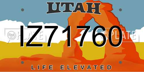 IZ71760 Utah License Plate
