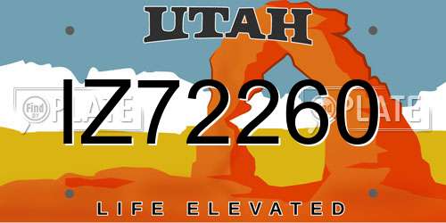 IZ72260 Utah License Plate