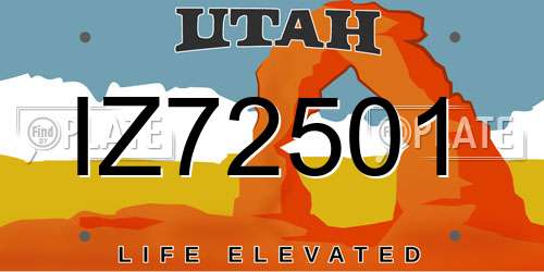 IZ72501 Utah License Plate