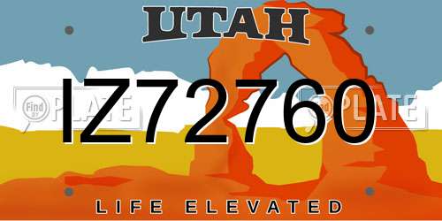 IZ72760 Utah License Plate