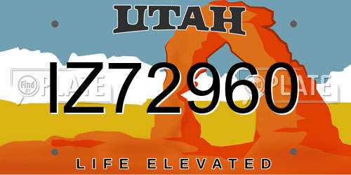IZ72960 Utah License Plate