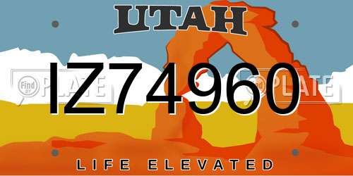 IZ74960 Utah License Plate