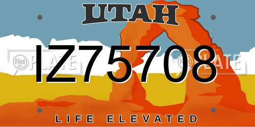 IZ75708 Utah License Plate