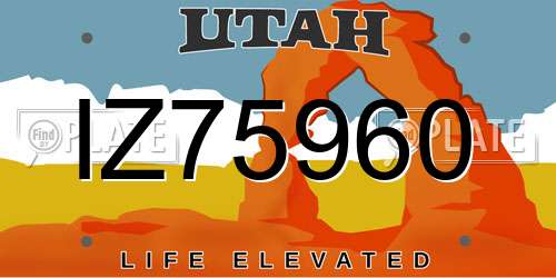 IZ75960 Utah License Plate