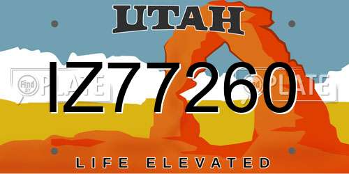 IZ77260 Utah License Plate