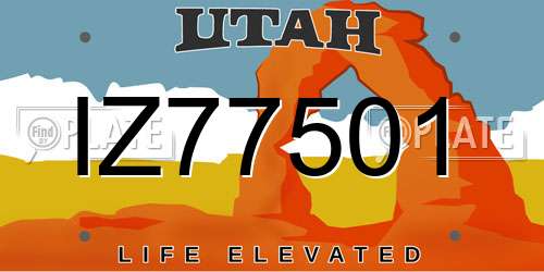IZ77501 Utah License Plate