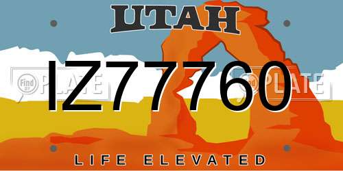 IZ77760 Utah License Plate