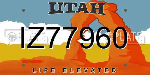 IZ77960 Utah License Plate