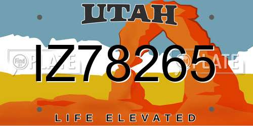 IZ78265 Utah License Plate