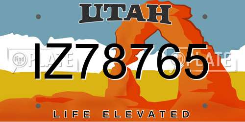 IZ78765 Utah License Plate