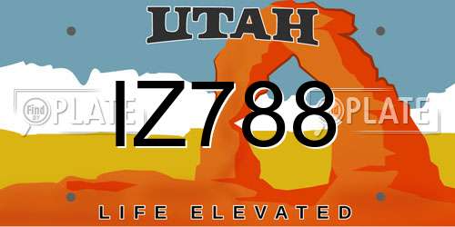 IZ788 Utah License Plate