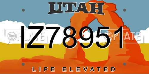 IZ78951 Utah License Plate