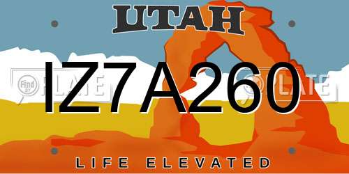 IZ7A260 Utah License Plate