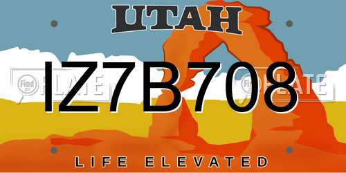 IZ7B708 Utah License Plate