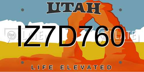 IZ7D760 Utah License Plate