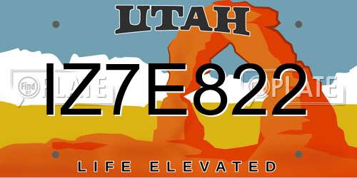 IZ7E822 Utah License Plate