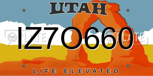 IZ7O660 Utah License Plate