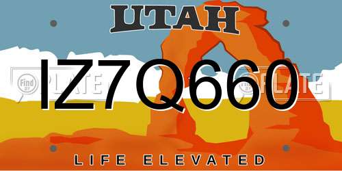 IZ7Q660 Utah License Plate