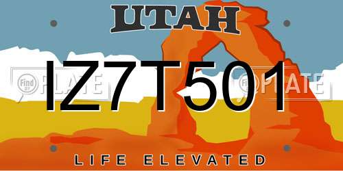 IZ7T501 Utah License Plate