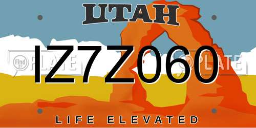 IZ7Z060 Utah License Plate
