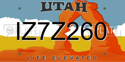IZ7Z260 Utah License Plate