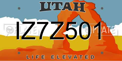 IZ7Z501 Utah License Plate