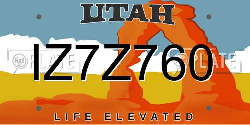 IZ7Z760 Utah License Plate