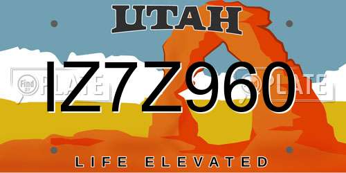 IZ7Z960 Utah License Plate