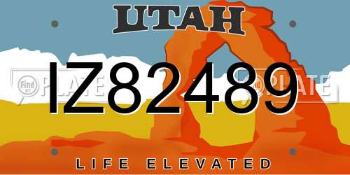 IZ82489 Utah License Plate