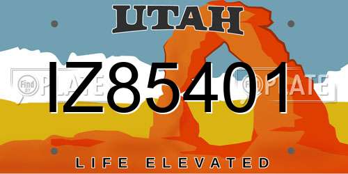 IZ85401 Utah License Plate