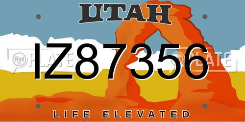 IZ87356 Utah License Plate