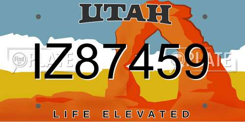 IZ87459 Utah License Plate