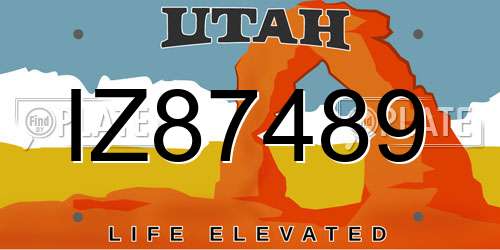 IZ87489 Utah License Plate