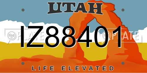 IZ88401 Utah License Plate