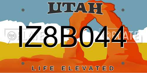 IZ8B044 Utah License Plate