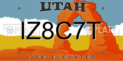 IZ8C7T Utah License Plate