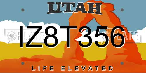 IZ8T356 Utah License Plate