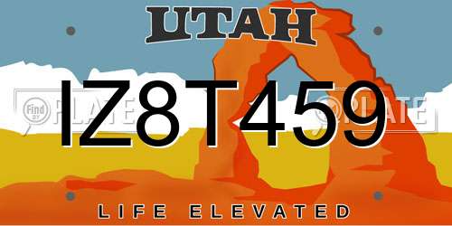 IZ8T459 Utah License Plate