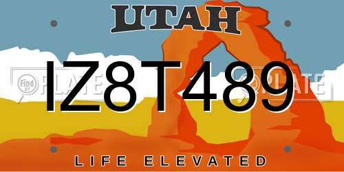IZ8T489 Utah License Plate
