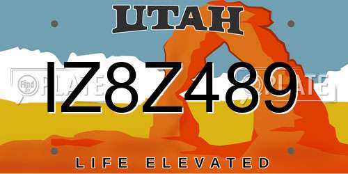 IZ8Z489 Utah License Plate
