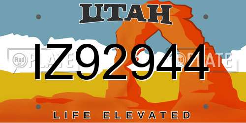 IZ92944 Utah License Plate