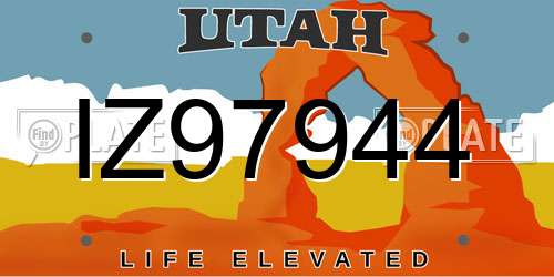 IZ97944 Utah License Plate