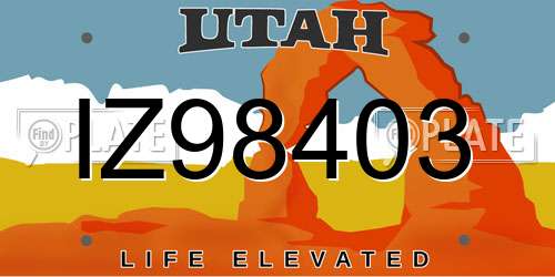 IZ98403 Utah License Plate