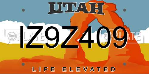 IZ9Z409 Utah License Plate